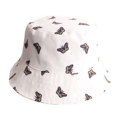 Dvacaman 2020SS Fashion Cute 4 Colors Butterfly Printed Cotton Fishermen Hat/Bucket Hat for Women Spring Summer