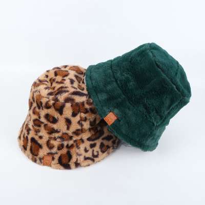 Dvacaman 2020 Fashion Vintage 4 Colors Furry Leopard Print Pure Color Fishermen Hat/Bucket Hat/Winter Hat for Women